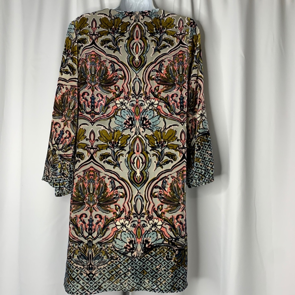 Lavender Brown Anthropologie Womens 3/4 Sleeve Velvet Floral Pink Blue Green XS - Picture 6 of 7